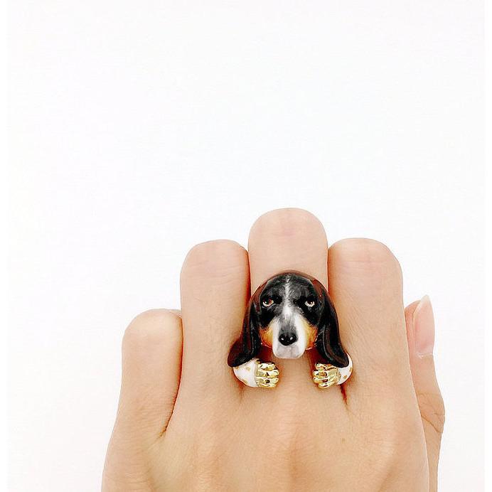 Mary Lou Black Basset hound Ring - MaryLouStore
