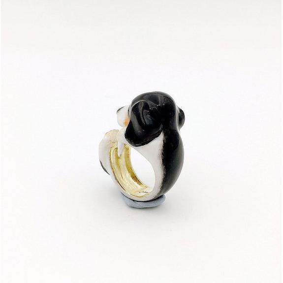 Mary Lou Black & White Dachshund Ring - MaryLouStore