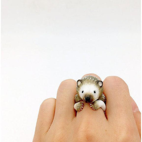Mary Lou Grey Hedgehog Ring - MaryLouStore