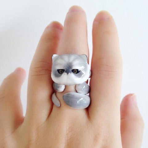 Mary Lou Grey Persian Cat Ring - MaryLouStore