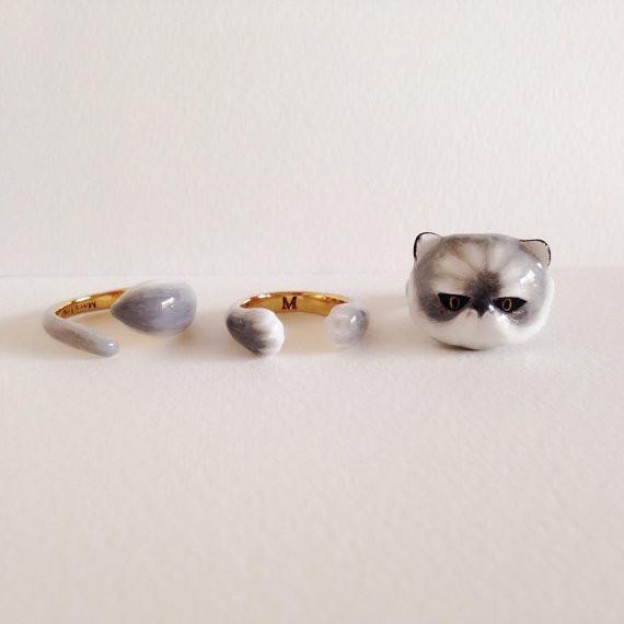 Mary Lou Grey Persian Cat Ring - MaryLouStore