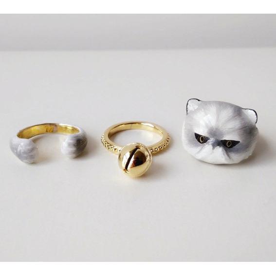 Mary Lou Grey Persian Cat Ring with Bell - MaryLouStore