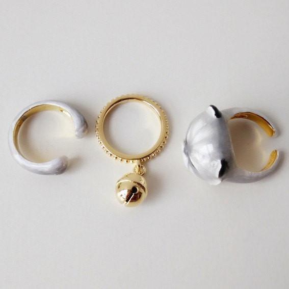 Mary Lou Grey Persian Cat Ring with Bell - MaryLouStore