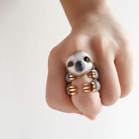 Mary Lou Grey Sloth Ring - MaryLouStore
