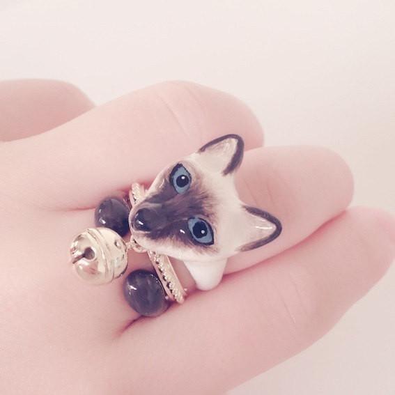 Mary Lou Siamese Cat Ring with Bell - MaryLouStore