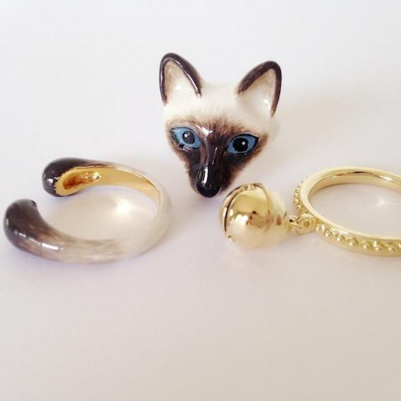Mary Lou Siamese Cat Ring with Bell - MaryLouStore
