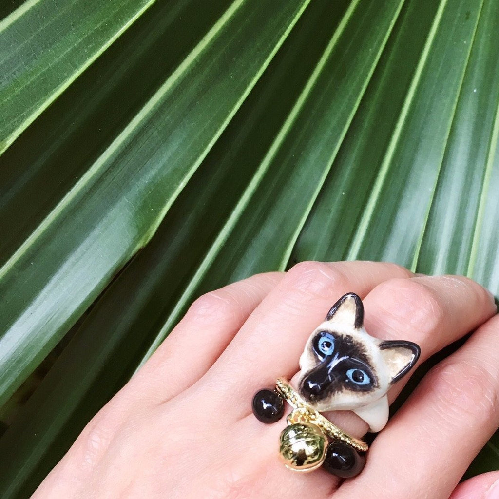 Mary Lou Siamese Cat Ring with Bell - MaryLouStore