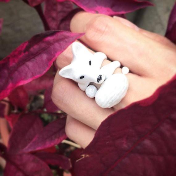 Mary Lou Snow White Fox Ring - MaryLouStore