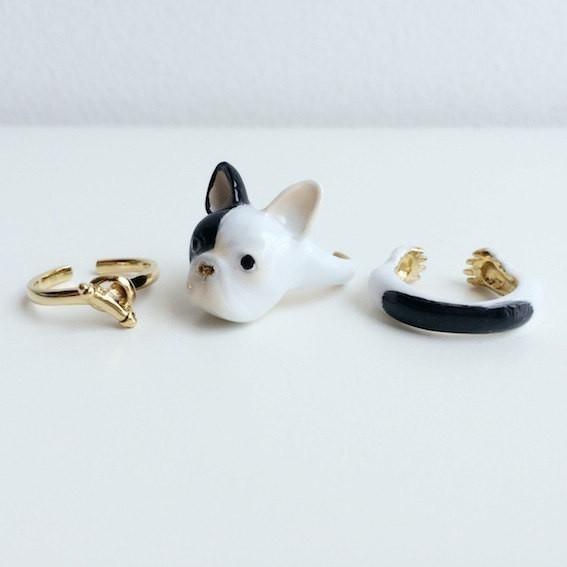 Mary Lou White & Black Bulldog Ring - MaryLouStore