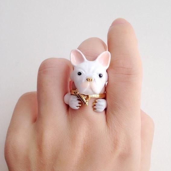 Mary Lou White Bulldog Ring - MaryLouStore