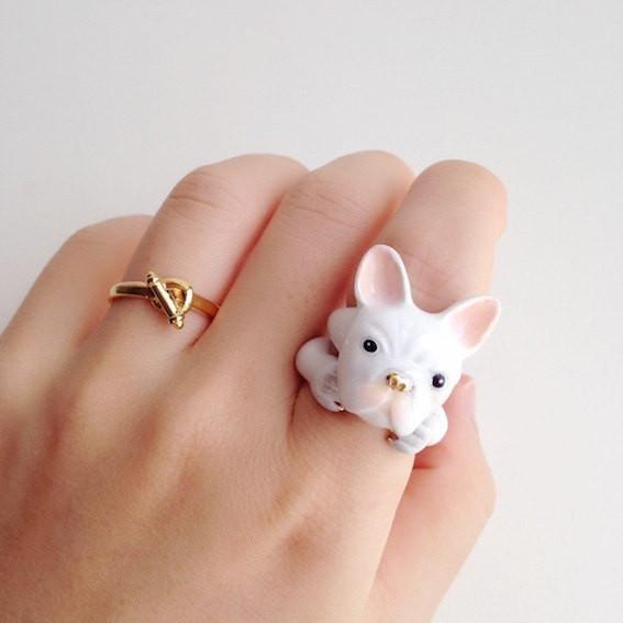 Mary Lou White Bulldog Ring - MaryLouStore