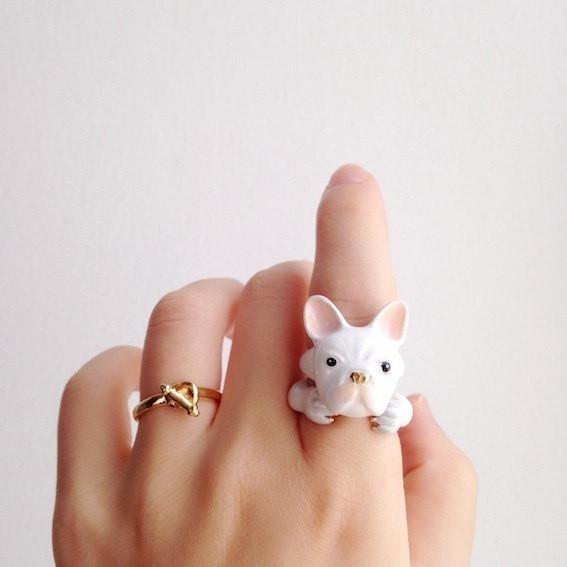 Mary Lou White Bulldog Ring - MaryLouStore