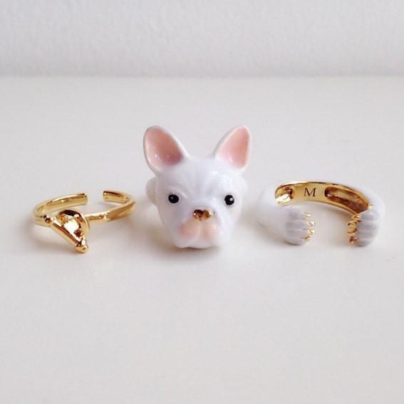 Mary Lou White Bulldog Ring - MaryLouStore