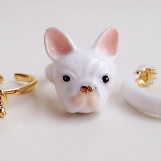 Mary Lou White Bulldog Ring - MaryLouStore