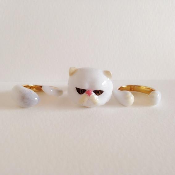 Mary Lou White Persian Cat Ring - MaryLouStore