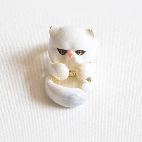 Mary Lou White Persian Cat Ring - MaryLouStore