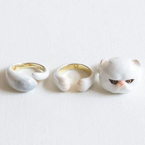 Mary Lou White Persian Cat Ring - MaryLouStore