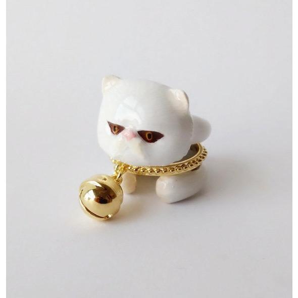 Mary Lou White Persian Cat Ring with Bell - MaryLouStore