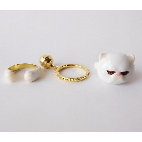 Mary Lou White Persian Cat Ring with Bell - MaryLouStore