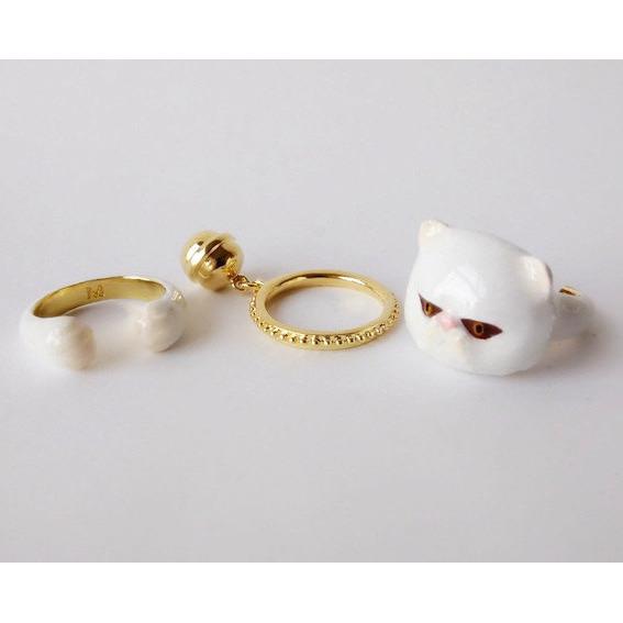 Mary Lou White Persian Cat Ring with Bell - MaryLouStore